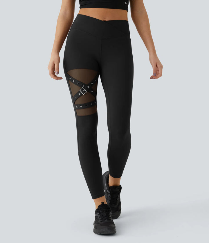 Mira | Crossover Yoga-Leggings mit hohem Bund und dekorativer Schnalle