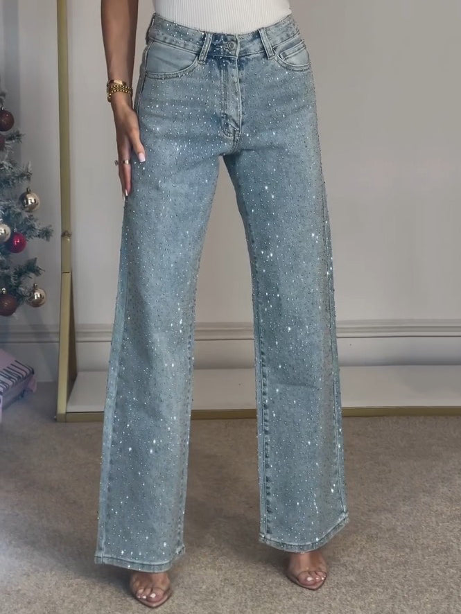 Laura | Hochtaillierte Diamanté Jeans