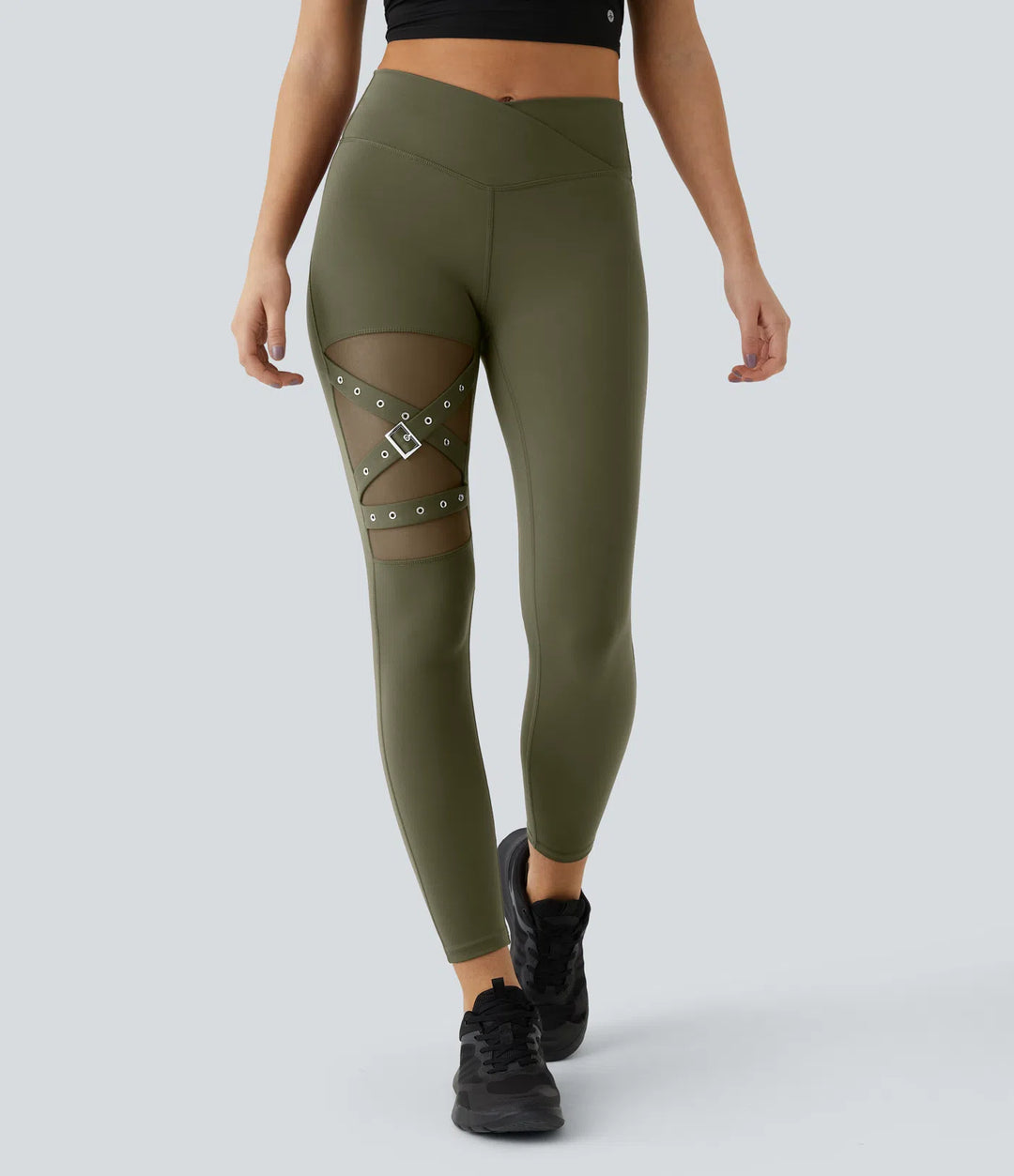 Mira | Crossover Yoga-Leggings mit hohem Bund und dekorativer Schnalle