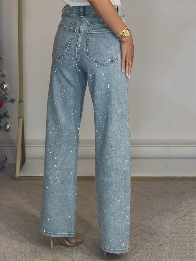 Laura | Hochtaillierte Diamanté Jeans