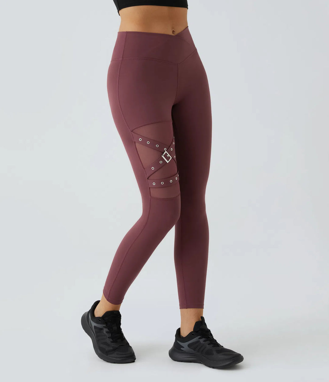 Mira | Crossover Yoga-Leggings mit hohem Bund und dekorativer Schnalle