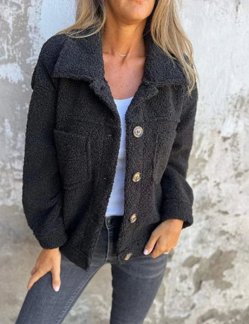 Dion | Kurze Wolljacke mit stylischem Kragen