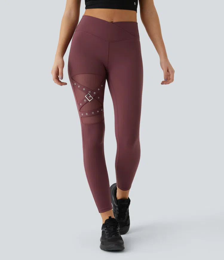 Mira | Crossover Yoga-Leggings mit hohem Bund und dekorativer Schnalle